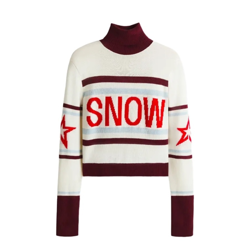 Perfect Moment White and Red Turtleneck Sweater